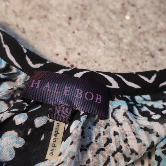 Womens Hale Bob Turq, Black Beaded Trim Print Swim Coverup Tunic XS - Picture 9 of 9